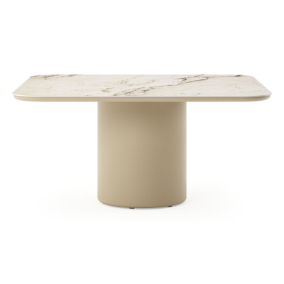 Amico tuintafel afgerond vierkant in beige aluminium en volkeramiek Colorado Dunes - L 148 x B 148 x H 73.5 cm