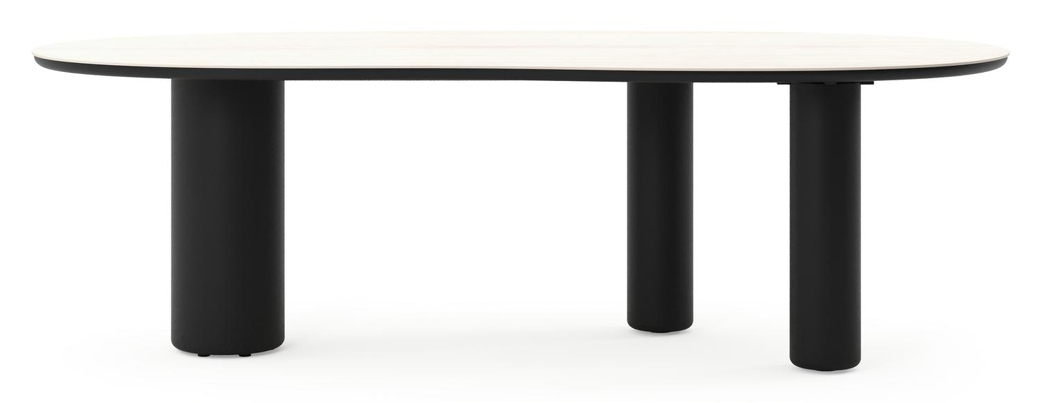 Amico tuintafel organisch in zwart aluminium en volkeramiek Travertino Bianco - L 240 x B 110 x H 73.5 cm