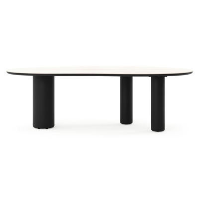 Amico tuintafel organisch in zwart aluminium en volkeramiek Travertino Bianco - L 240 x B 110 x H 73.5 cm