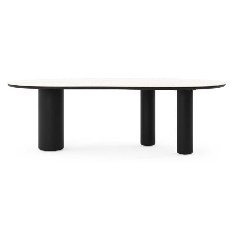 Amico tuintafel organisch in zwart aluminium en volkeramiek Travertino Bianco - L 240 x B 110 x H 73.5 cm
