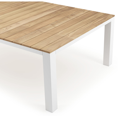 Nano tuintafel in wit aluminium en teak - L 240 x B 148 x H 75 cm