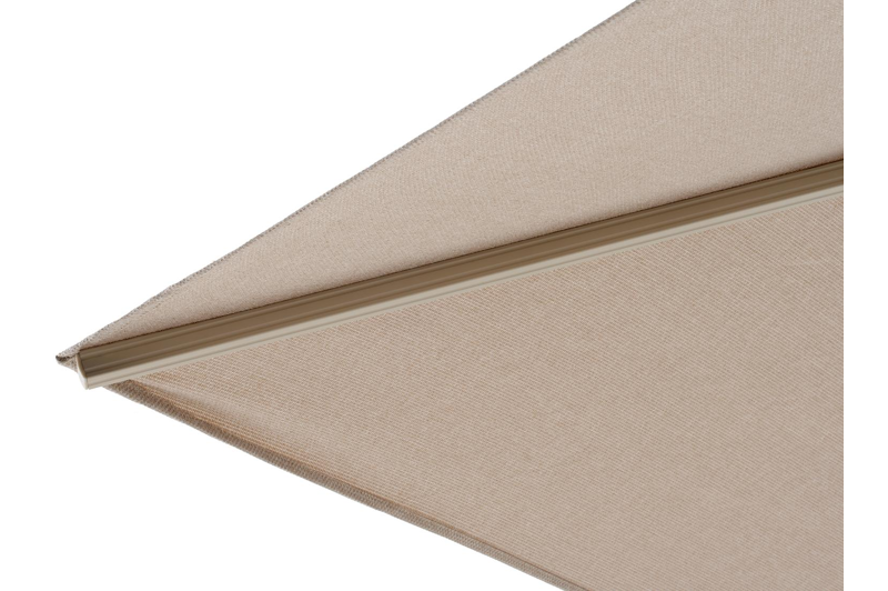 Avola zweefparasol met tiltfunctie in beige aluminium en rustic Weather+ Softtouch parasoldoek - L1 300 x L2 300 cm met Avola parasolvoet beige 90 kg