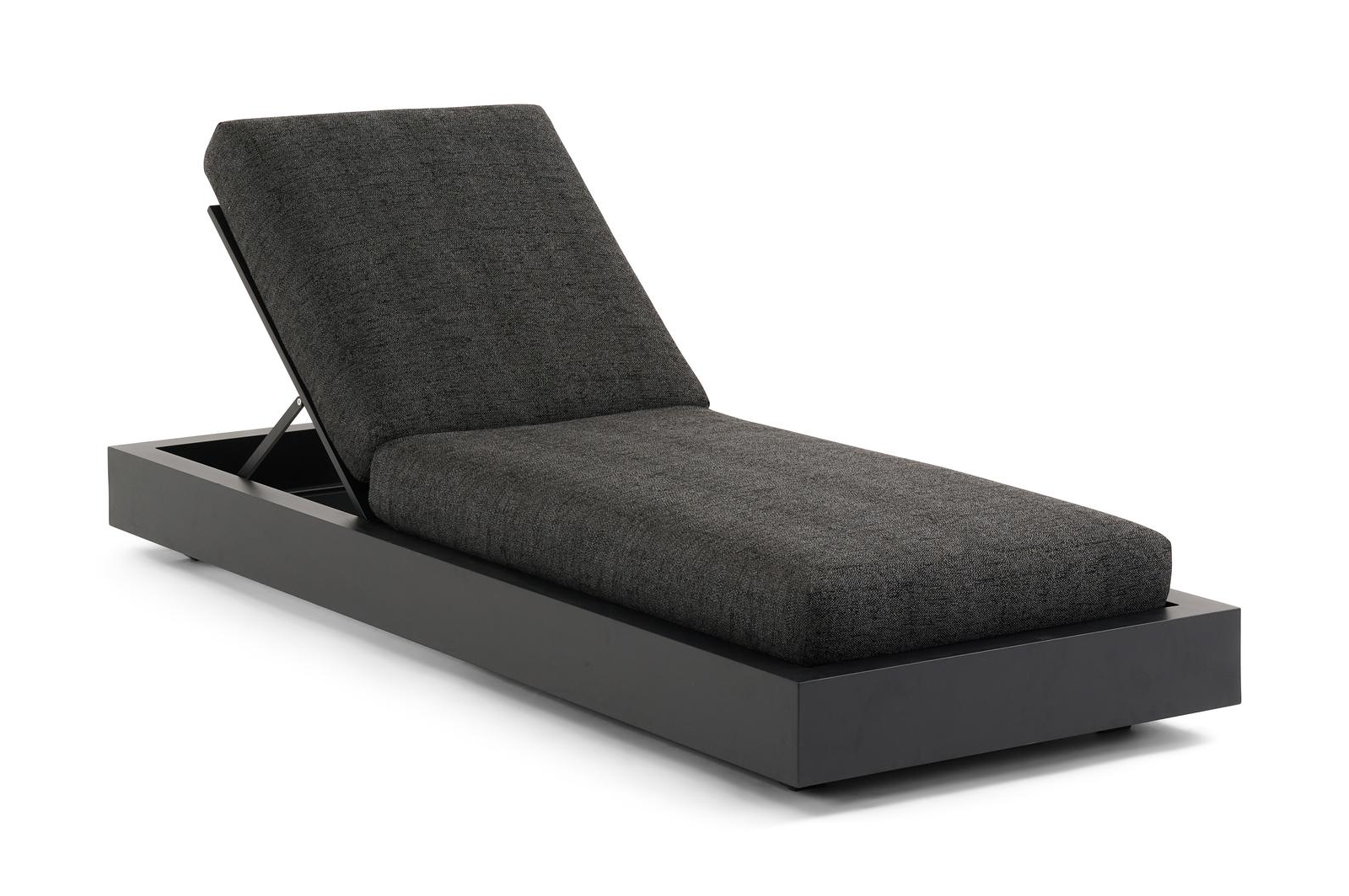 Como verstelbaar ligbed in zwart aluminium met chartres sooty all weather sunbrella® luxe kussen