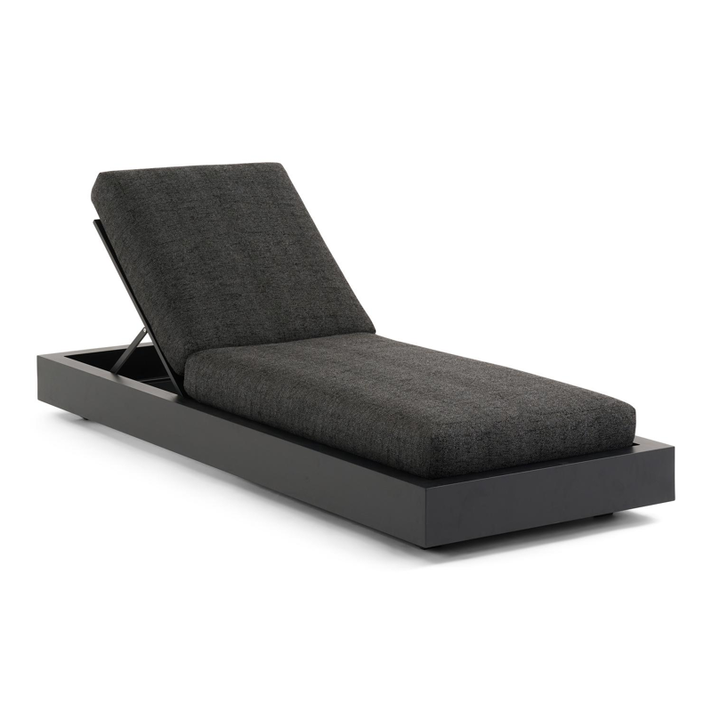 Como verstelbaar ligbed in zwart aluminium met chartres sooty all weather sunbrella® luxe kussen