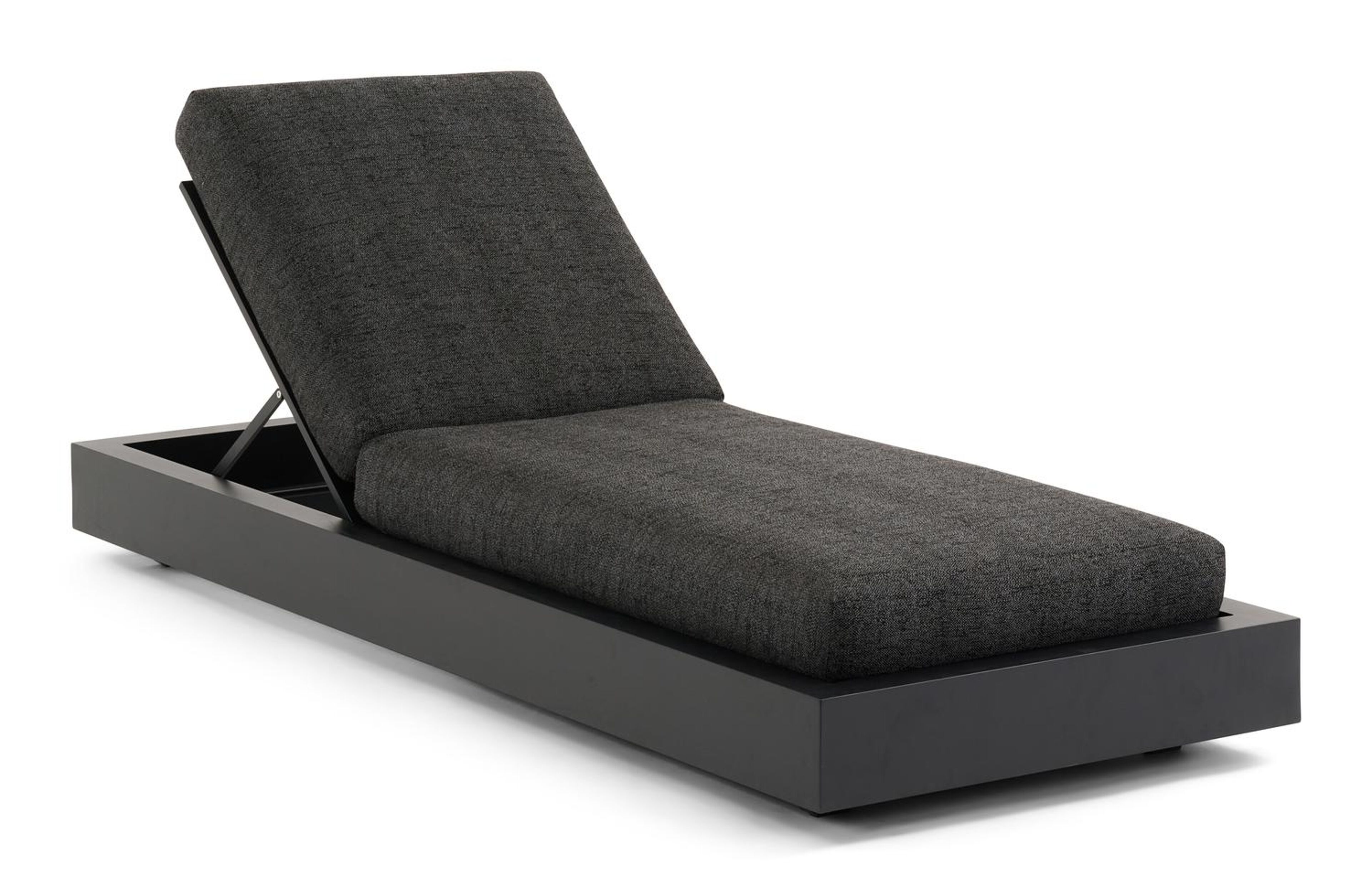 Como verstelbaar ligbed in zwart aluminium met chartres sooty all weather sunbrella® luxe kussen