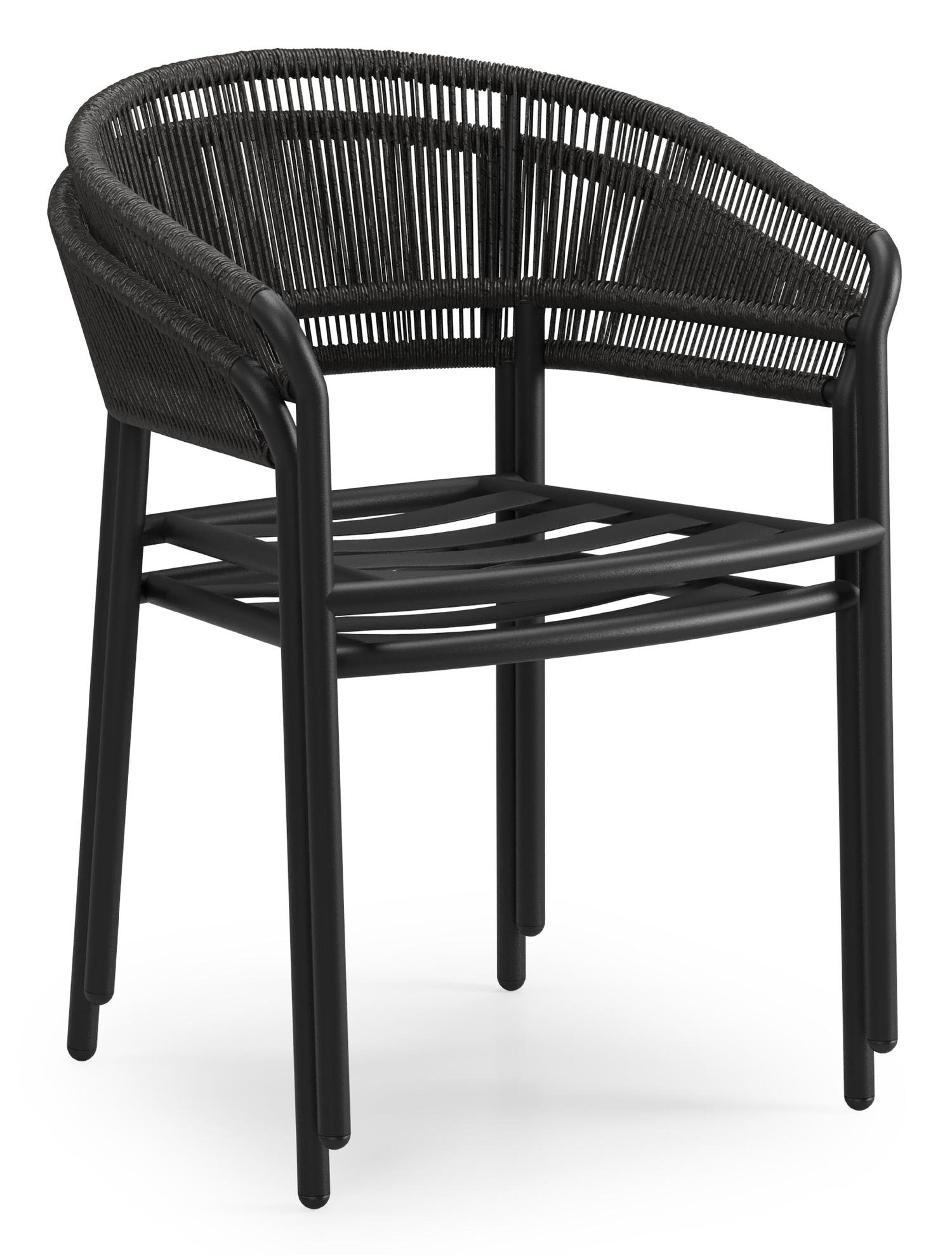 Zamora tuinstoel in zwart aluminium en zwart aluminium met kussen in sky black weather+ softtouch