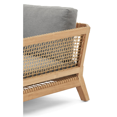 Cosito loungeset in teak en met grijs coussins en Weather+ Softtouch kussens
