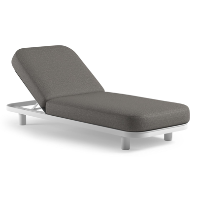 Chaise longue réglable Donato en aluminium blanc et coussin en all weather Sunbrella® luxe chartres drizzle