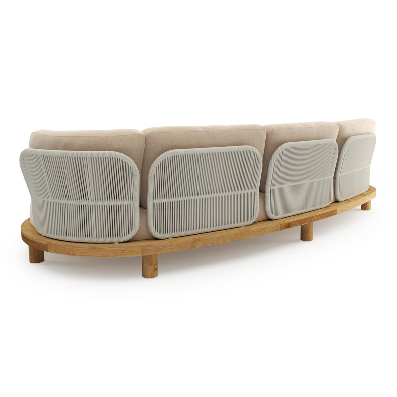 Donato loungebank in teak met natte heather beige all weather sunbrella® luxe kussen