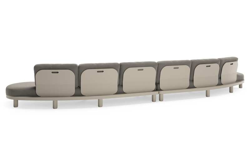 Donato loungebank in beige aluminium met all weather sunbrella® luxe Lopi Silver kussen