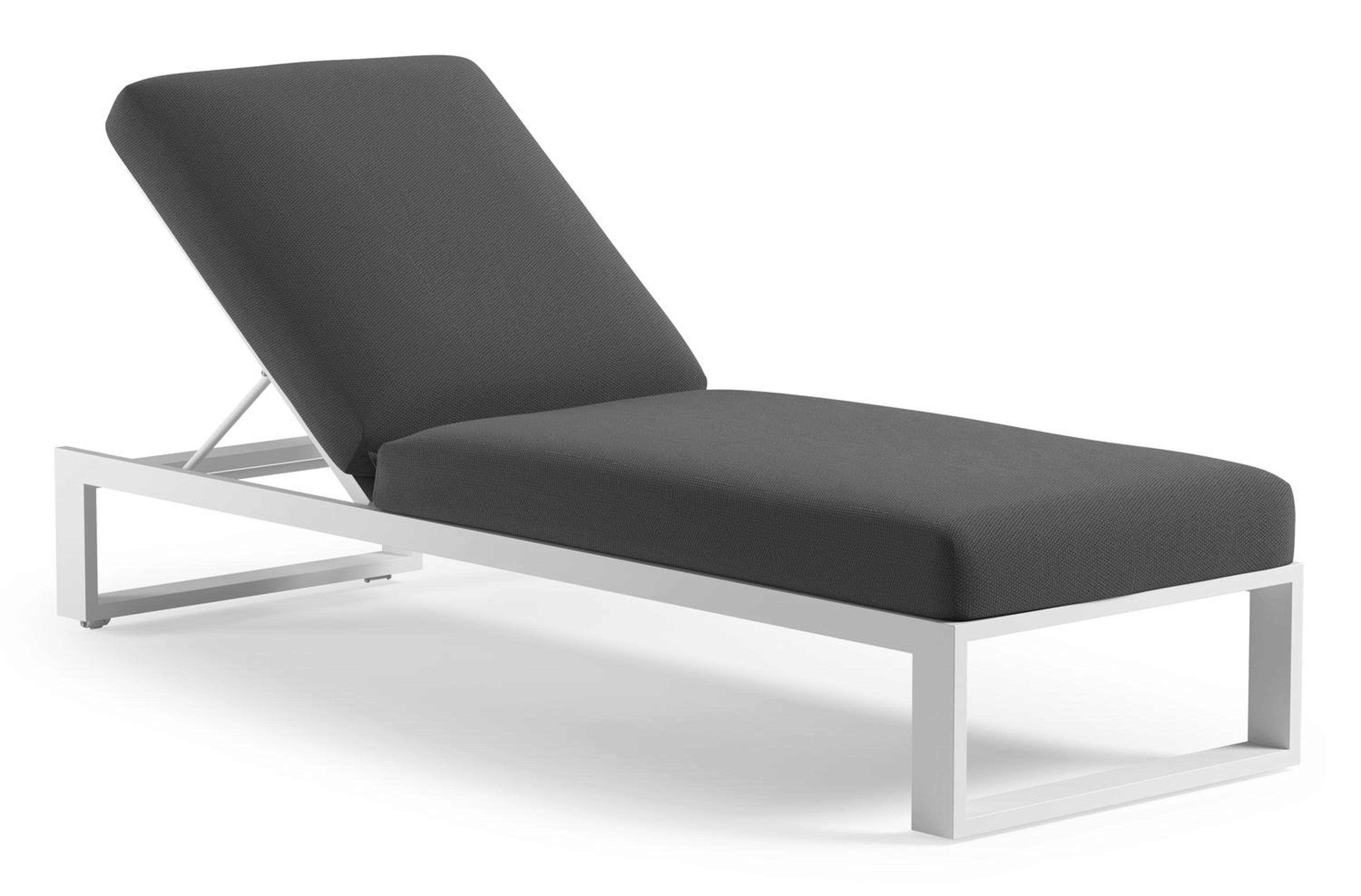 Verato verstelbaar ligbed in wit aluminium met lopi shadow all weather Sunbrella® luxe kussen