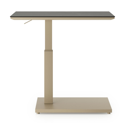 Cirello pop-up bijzettafel rechthoekig in beige aluminium en volkeramiek Calatorao - L 69.5 x B 50 x H 66 cm