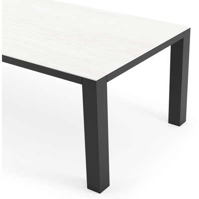Nano tuintafel rechthoekig in zwart aluminium en volkeramiek calista - L 280 x B 110 x H 75 cm