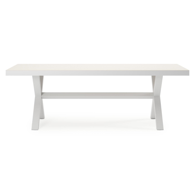 Reza tuintafel rechthoekig in wit aluminium en sintered stone Crema minerale - L 220 x B 92 x H 73.5 cm