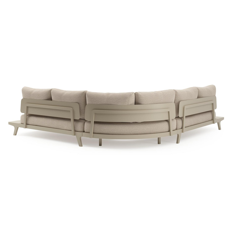 Salon de jardin d'angle Bolzano en aluminium beige et coussins en weather+ softtouch rustic et table basse