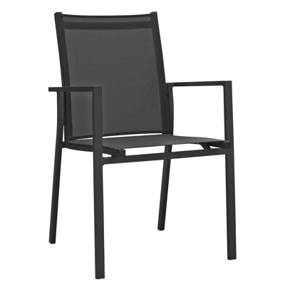 Rimini stapelbare tuinstoel in zwart aluminium en zwart textilene