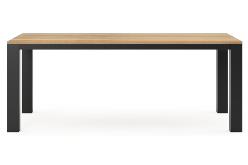 Table de jardin Nano en aluminium noir et teck - Lg 200 x Larg. 100 x H 75 cm