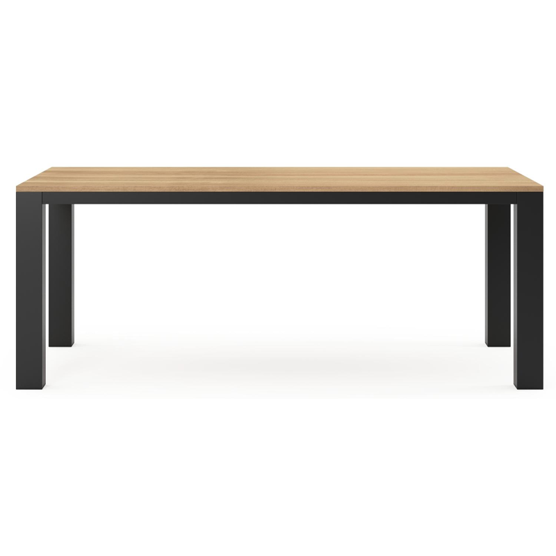 Nano tuintafel in zwart aluminium en teak - L 200 x B 100 x H 75 cm