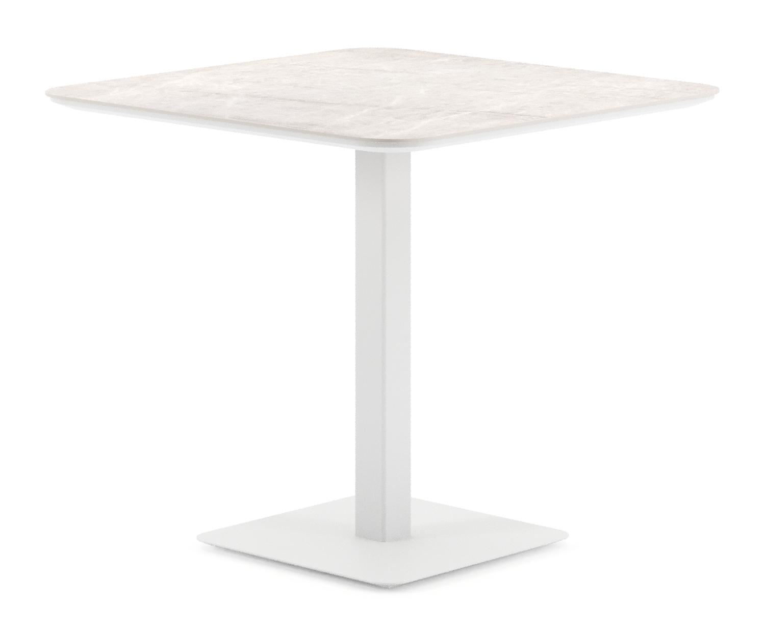 Fano tuintafel afgerond vierkant in wit aluminium en volkeramiek Taj Mahal - L 80 x B 80 x H 72.5 cm