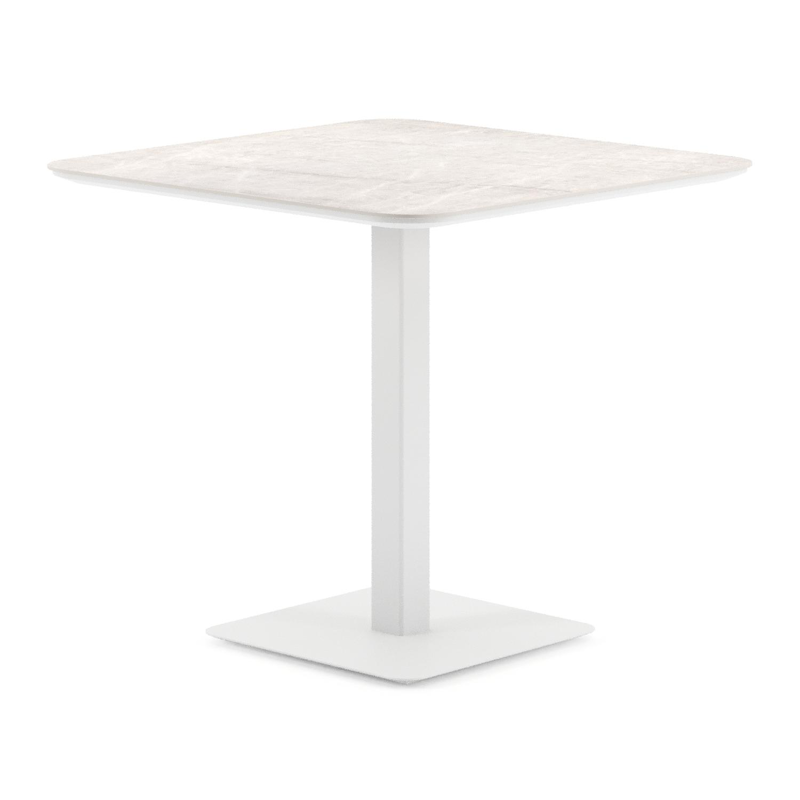 Fano tuintafel afgerond vierkant in wit aluminium en volkeramiek Taj Mahal - L 80 x B 80 x H 72.5 cm