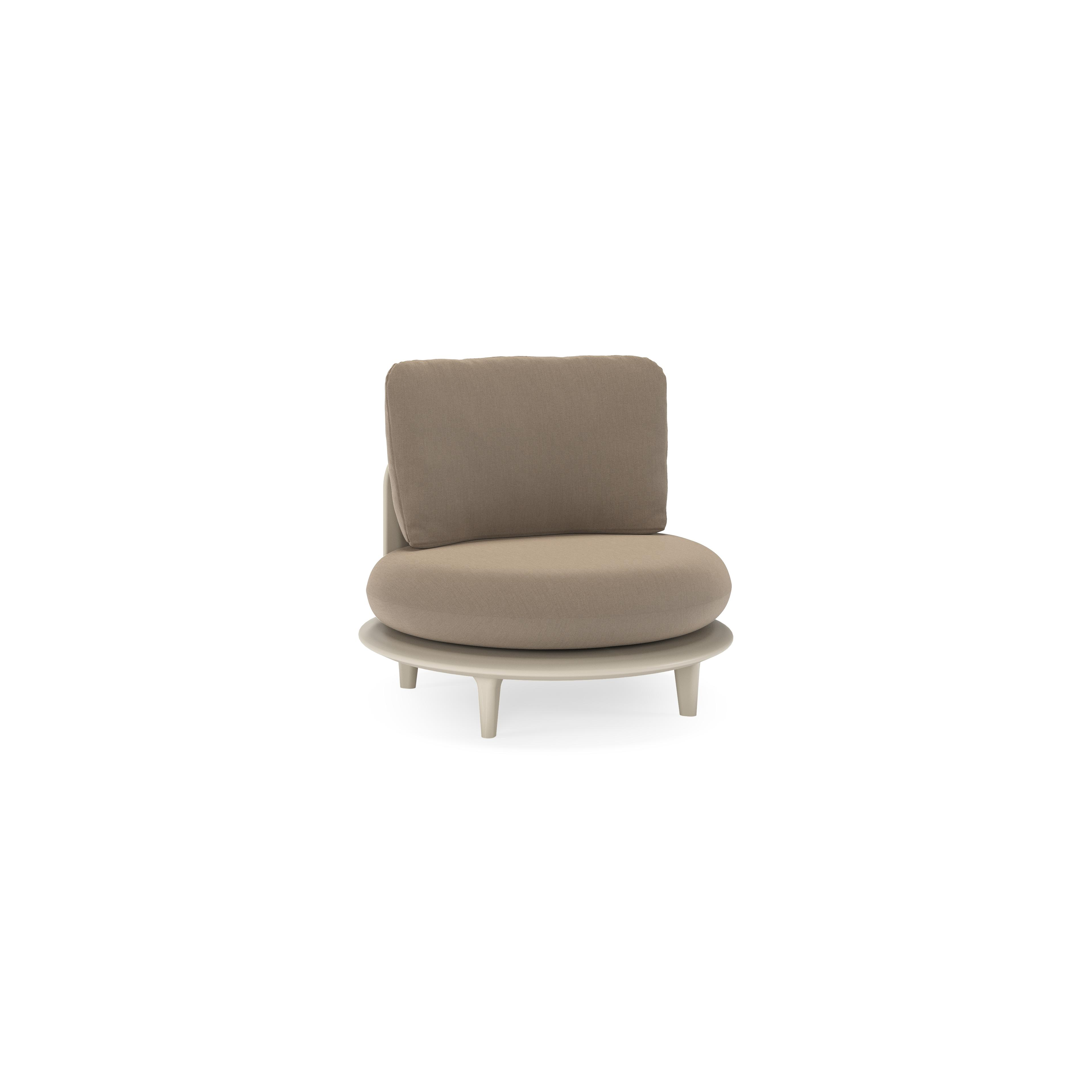 Bomero loungestoel in beige aluminium met natte heather grey all weather sunbrella® luxe kussen