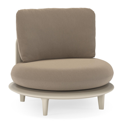 Bomero loungestoel in beige aluminium met natte heather grey all weather sunbrella® luxe kussen