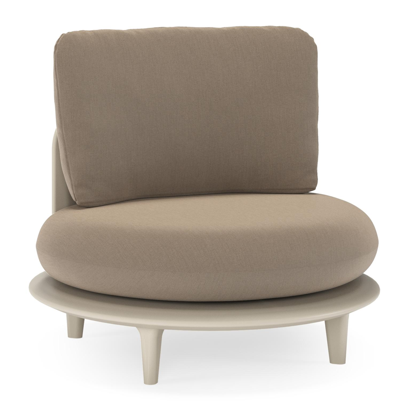 Bomero loungestoel in beige aluminium met natte heather grey all weather sunbrella® luxe kussen