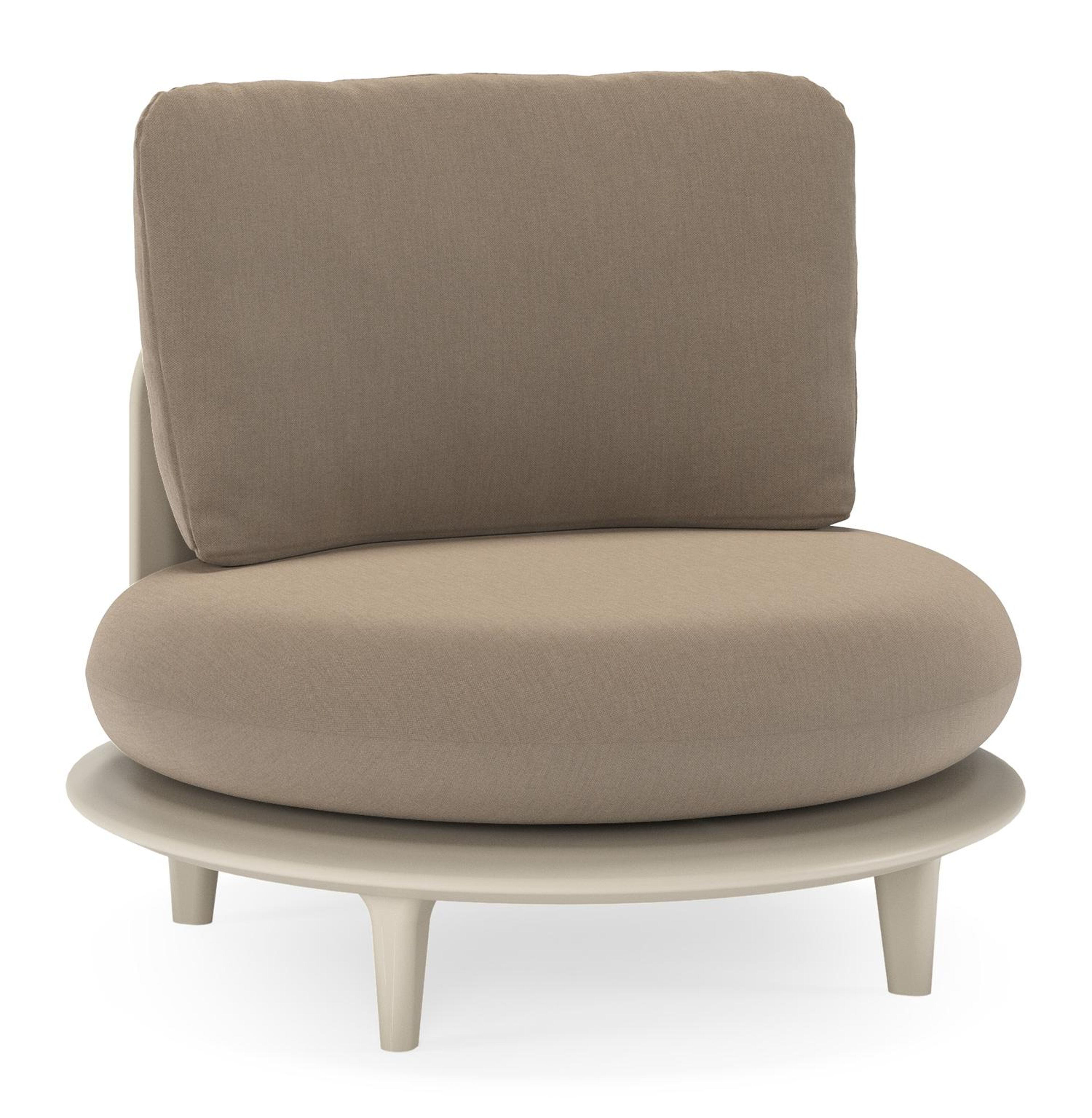 Fauteuil de jardin Bomero en aluminium beige et coussins en all weather sunbrella® luxe natte heather grey