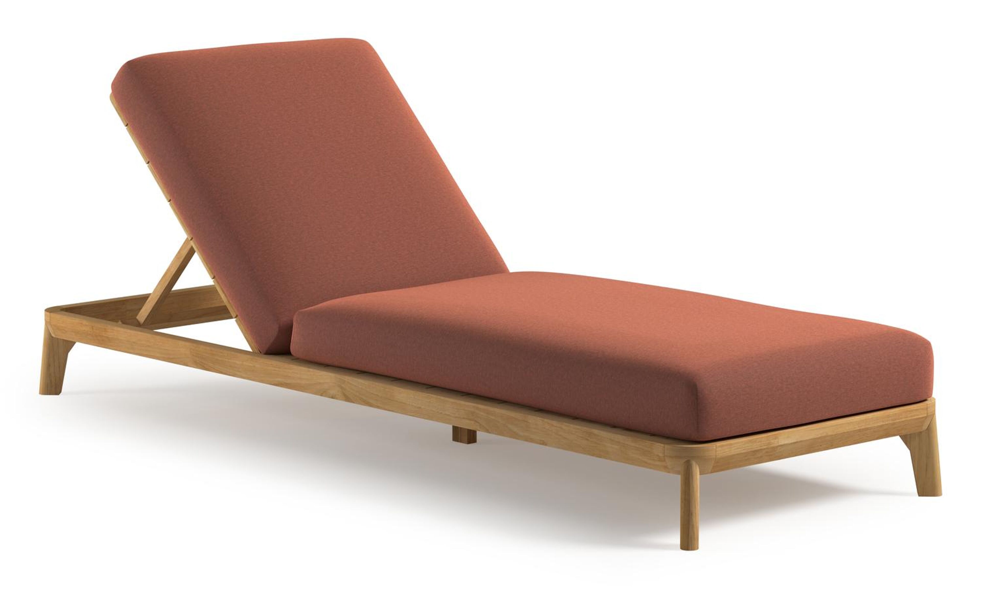 Orso verstelbaar ligbed in teak met heritage rust all weather Sunbrella® luxe kussen