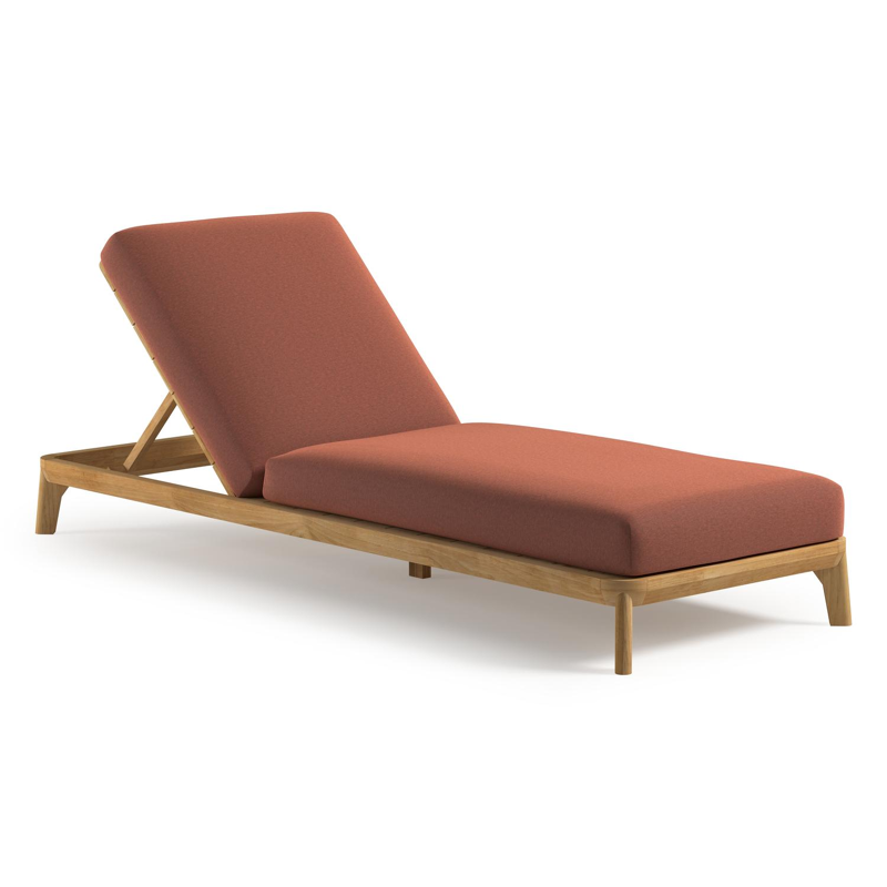 Orso verstelbaar ligbed in teak met heritage rust all weather Sunbrella® luxe kussen