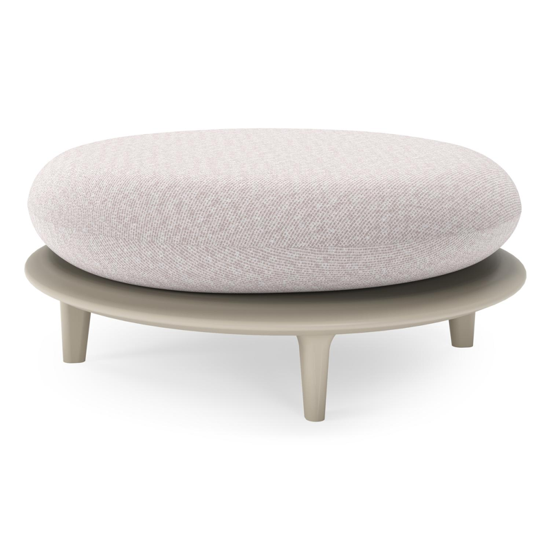 Bomero poef in beige aluminium met wander gobi all weather sunbrella® luxe kussen