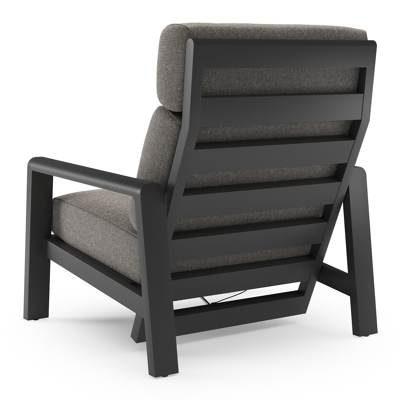 Cosenzo loungestoel in zwart aluminium met chartres drizzle all weather sunbrella® luxe kussen