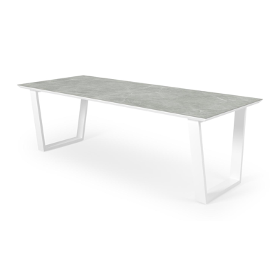 Pagino tuintafel in wit aluminium en volkeramiek zaha stone - L 240 x B 100 x H 74,5 cm