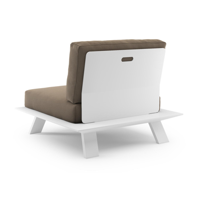 Cesano loungestoel in wit aluminium met natte heather grey all weather Sunbrella® luxe kussen