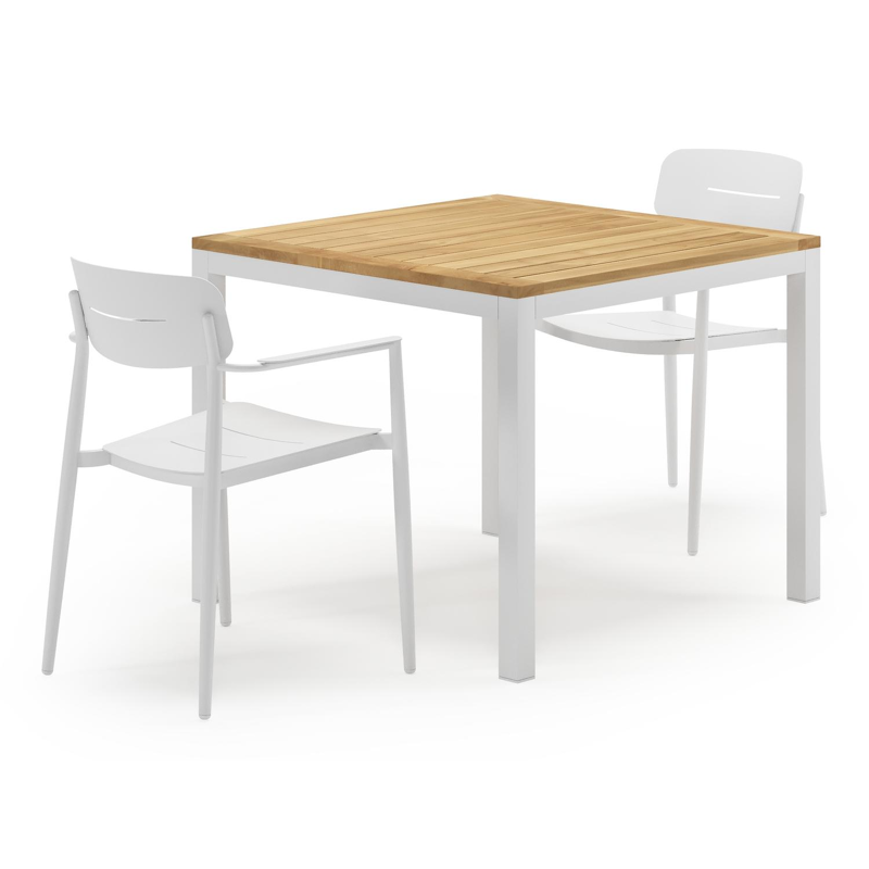 Feltro tuinset in wit aluminium en teak Natural Finish met 2 Cosa tuinstoelen