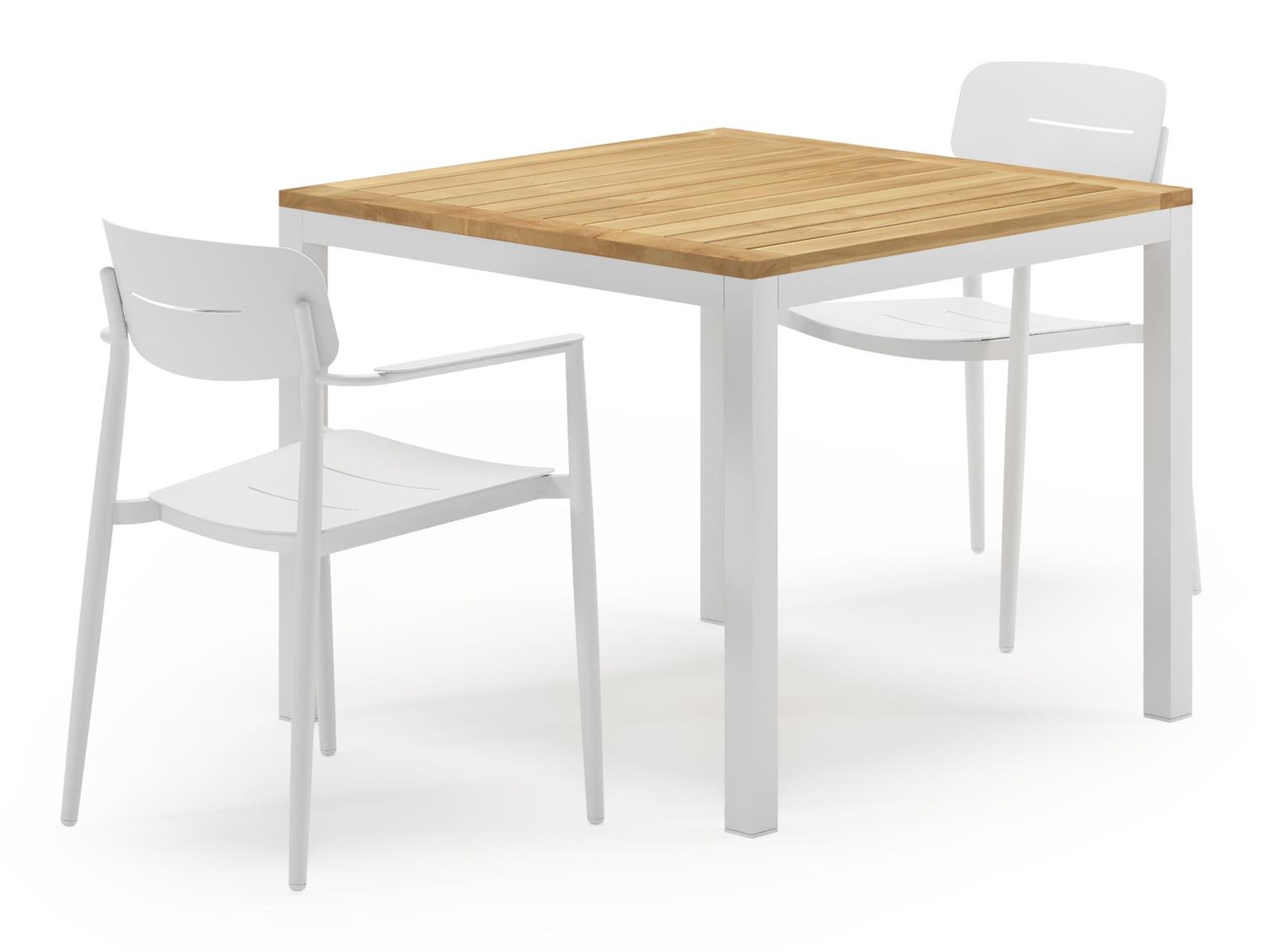 Feltro tuinset in wit aluminium en teak Natural Finish met 2 Cosa tuinstoelen