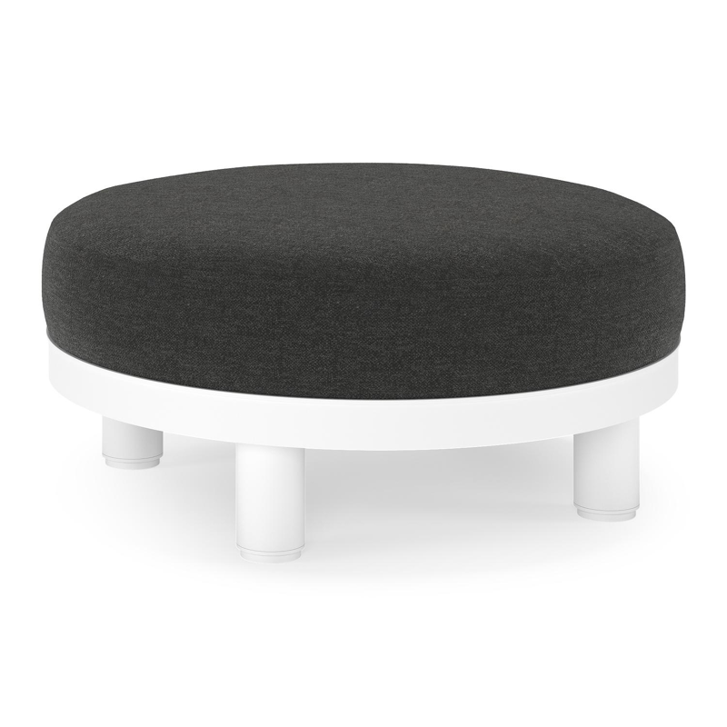 Donato lounge poef in wit aluminium met All Weather Sunbrella® Luxe Chartres Sooty kussen