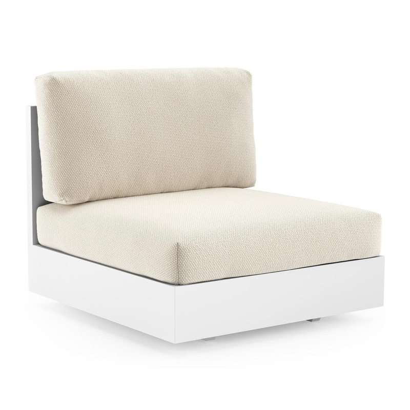 Como loungestoel in wit aluminium met althea off white all weather cosytica kussen