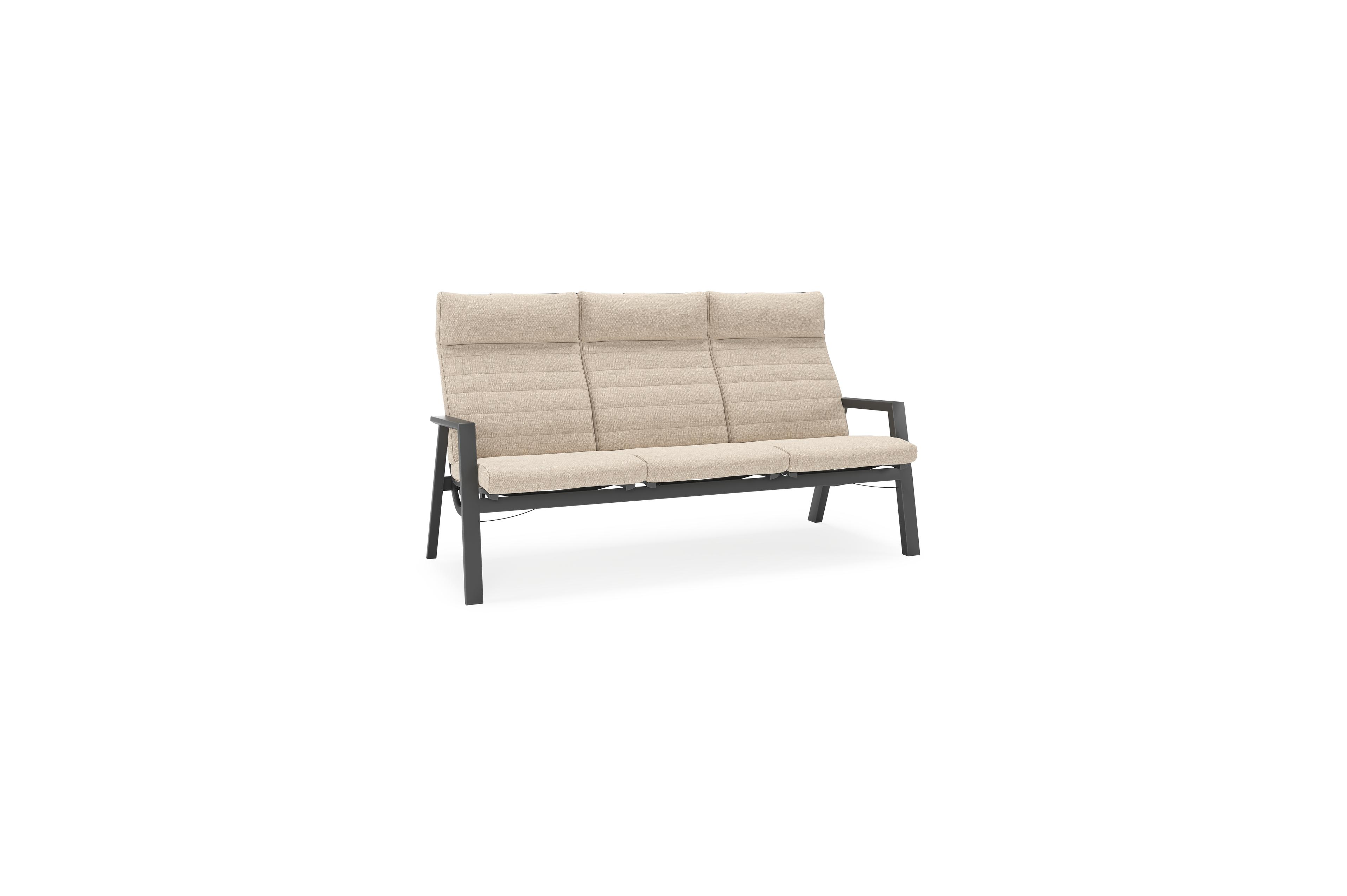Prato loungebank in zwart aluminium met rustic weather+ softtouch kussen