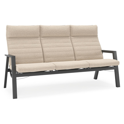 Canapé de jardin Prato en aluminium noir avec coussin en weather+ softtouch rustic