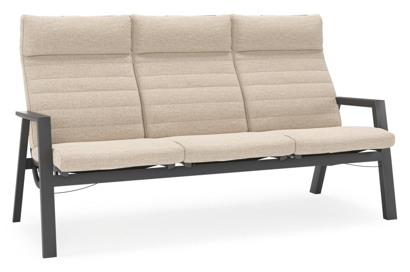 Canapé de jardin Prato en aluminium noir avec coussin en weather+ softtouch rustic