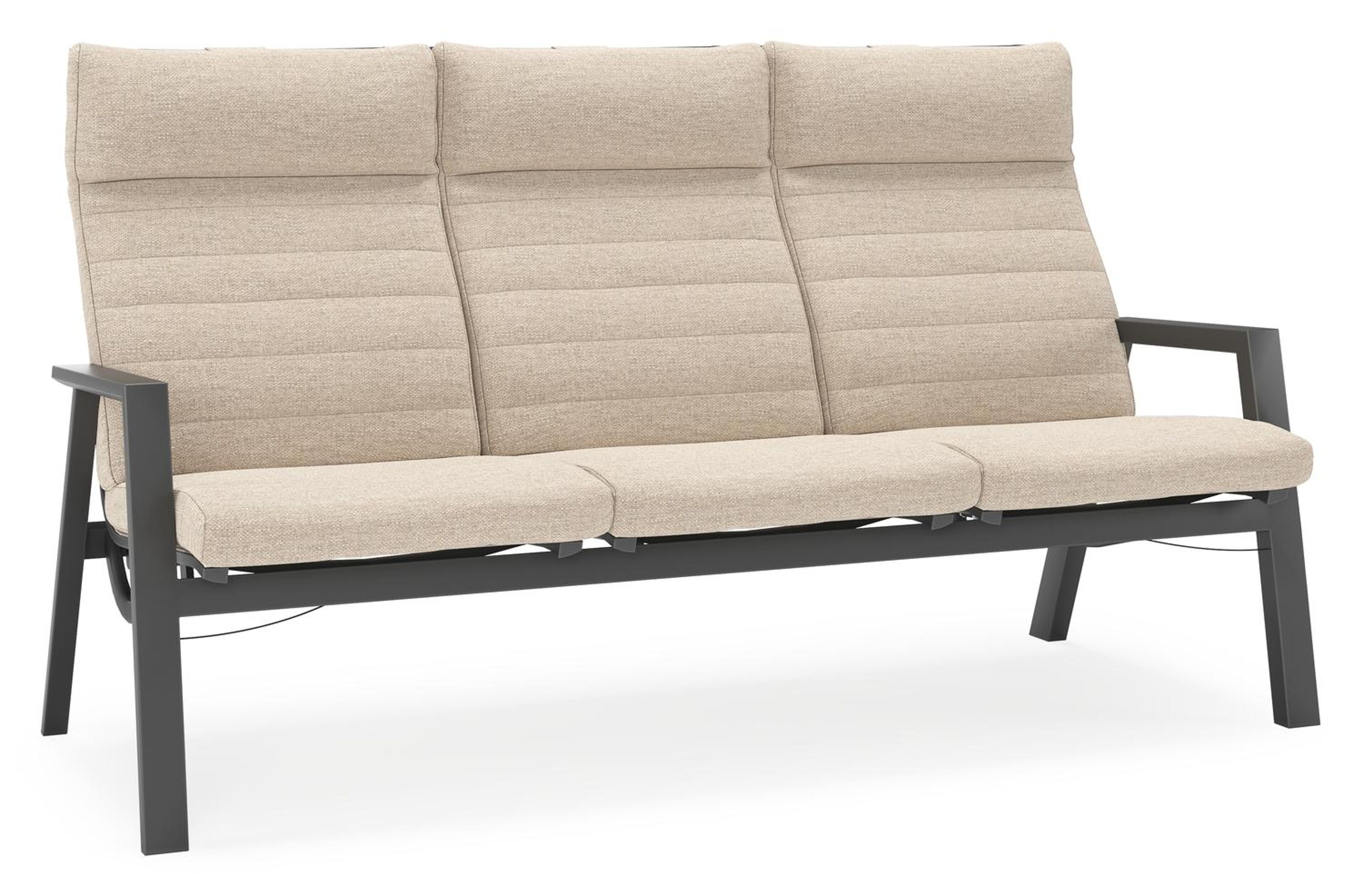 Prato loungebank in zwart aluminium met rustic weather+ softtouch kussen