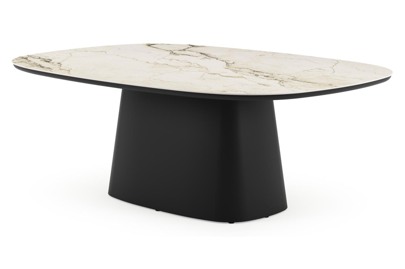 Amico tuintafel bombo xl in zwart aluminium en volkeramiek Colorado Dunes - L 210 x B 148 x H 73.5 cm