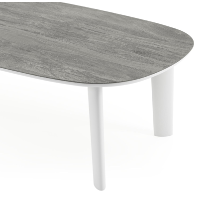 Amico tuintafel bombo in wit aluminium en volkeramiek Aspen Grey - L 270 x B 125 x H 73.5 cm
