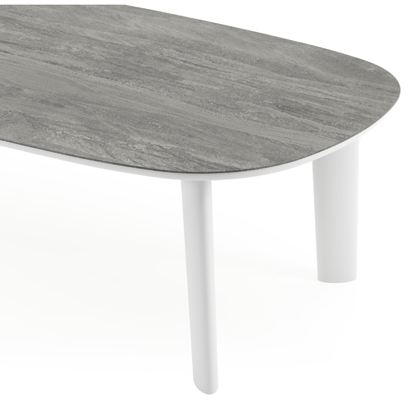 Amico tuintafel bombo in wit aluminium en volkeramiek Aspen Grey - L 270 x B 125 x H 73.5 cm