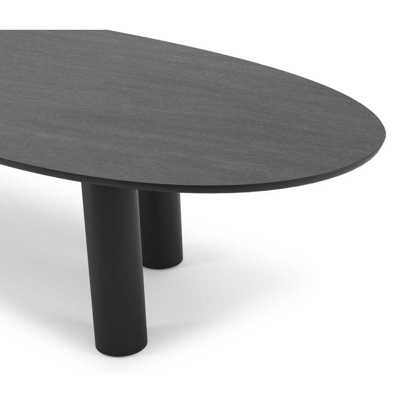 Organo tuintafel organisch in zwart aluminium en volkeramiek basalt black - L 320 x B 120 x H 74 cm