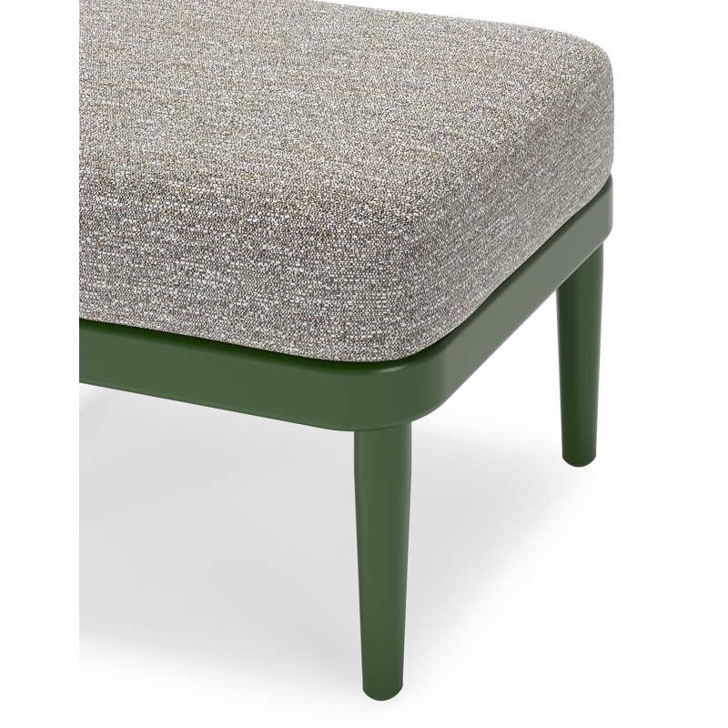 Orso poef in groen aluminium met Tundra Pepper all weather sunbrella® luxe kussen