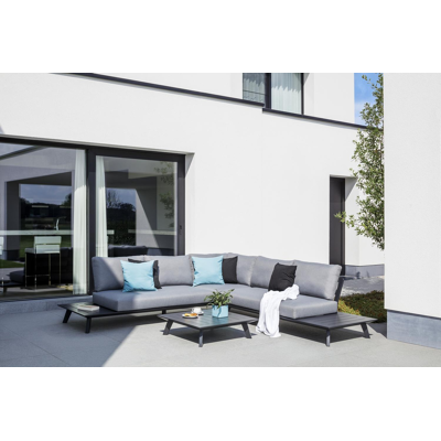 Sofa Sofa 3 places lounge Puglia en aluminium noir avec coussins en weather+ softtouch 