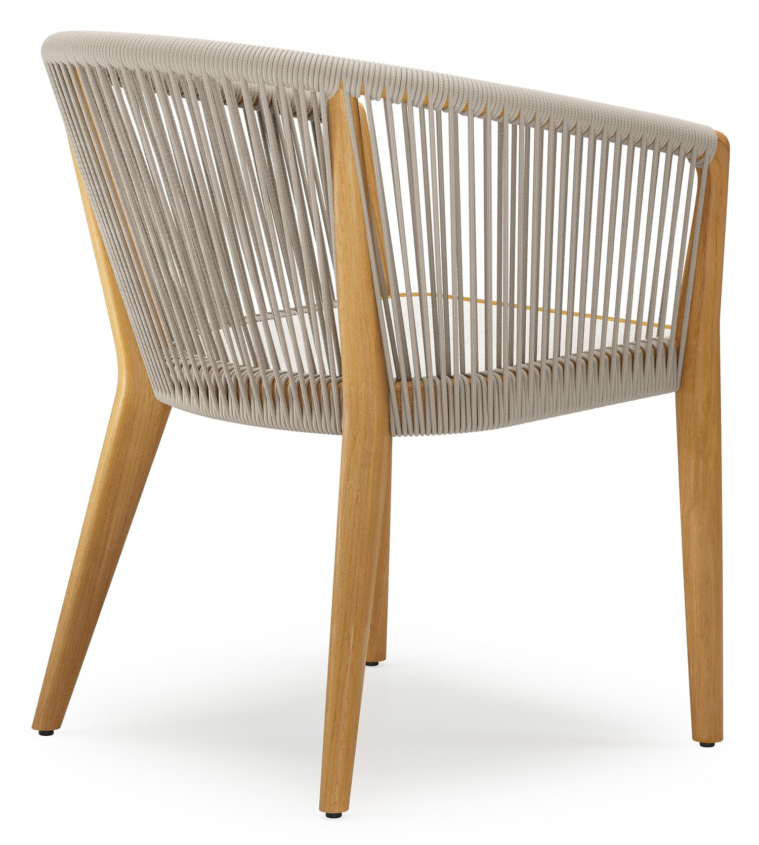 Orso tuinstoel in teak en beige verticaal geweven rope