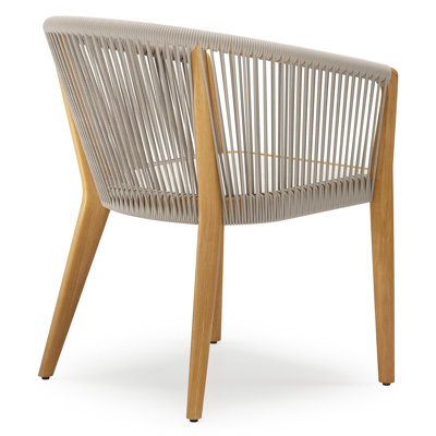 Orso tuinstoel in teak en beige verticaal geweven rope